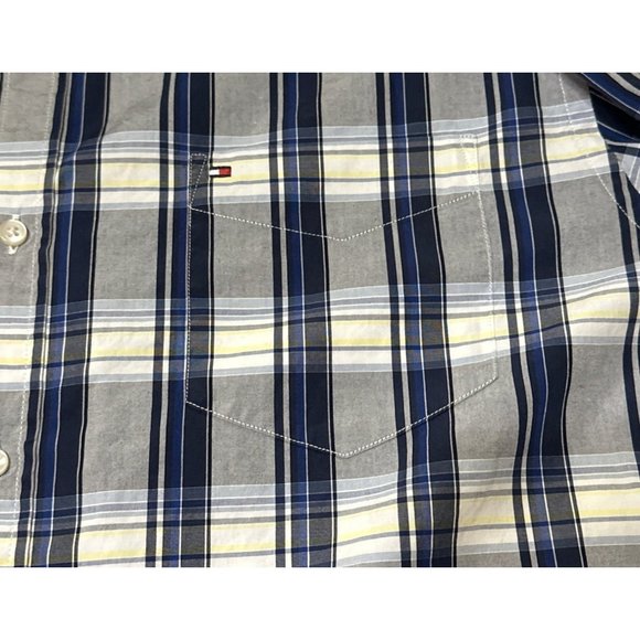 Tommy Hilfiger 80's 2 Ply Fabric Button-Down Plaid Shirt Custom Fit Men Size XL - Picture 11 of 16